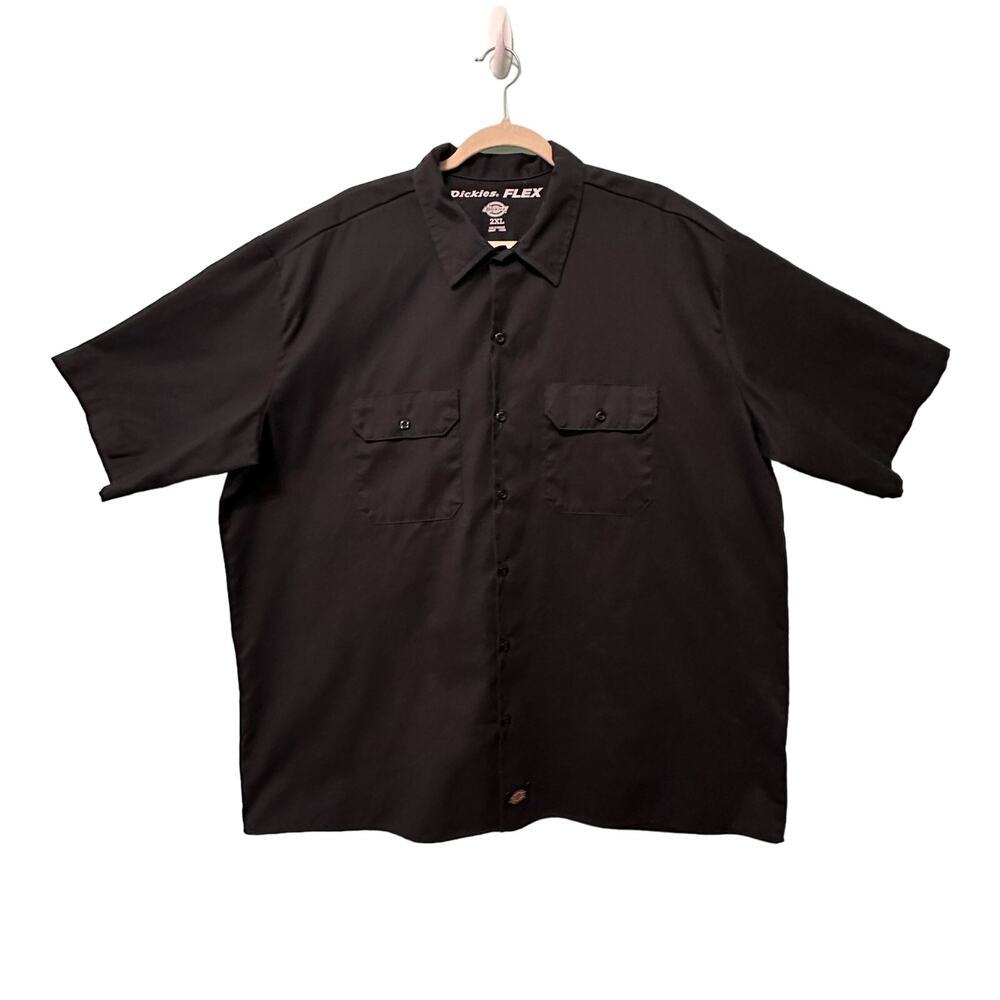 Dickies Mens‎ 2XL Shirt Short Sleeve Black Button Up Flex Workwear Outdoor